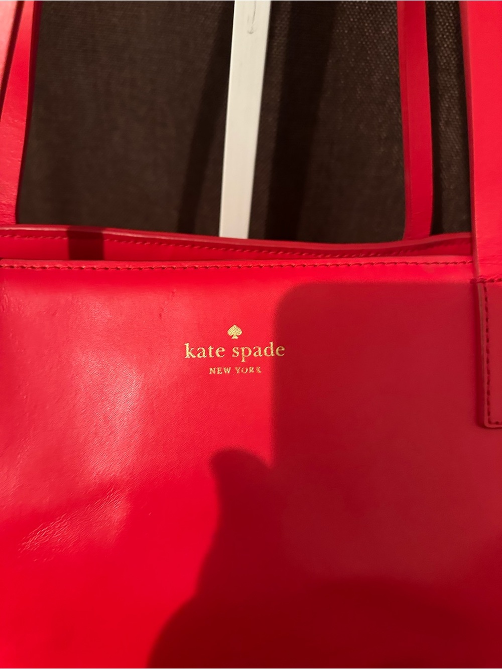 kate spade Red Leather Tote with Gold Logo